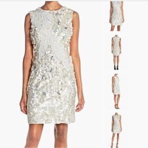 French Connection Raven Sequin chiffon embellished  white mini dress sz.2